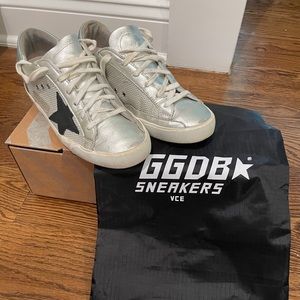 Golden Goose silver and black sneakers